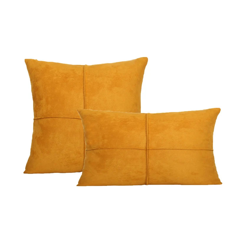 Throw Pillow Set Plush Suede-Look Cross-Seam & Removable Covers