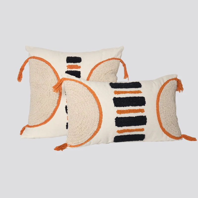 Throw Pillow Set Tufted Embroidery Tassels Mixed Lumbar & Square