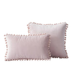 Throw Pillow Set Velvet Pom-Pom Fringe Hidden Zipper Closure