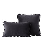 Throw Pillow Set Velvet Pom-Pom Fringe Hidden Zipper Closure