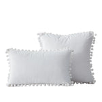 Throw Pillow Set Velvet Pom-Pom Fringe Hidden Zipper Closure