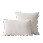 Throw Pillow Set Velvet Pom-Pom Fringe Hidden Zipper Closure