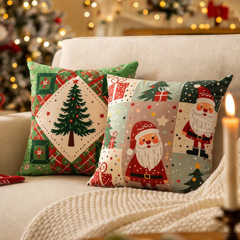 Throw Pillow Soft Microfiber Patchwork Removable Zipper Cover