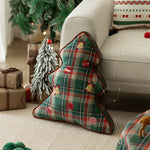 Throw Pillow Tartan Plaid Faux Fur Trim Shape-Retaining Filling