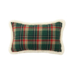 Throw Pillow Tartan Plaid Faux Fur Trim Shape-Retaining Filling