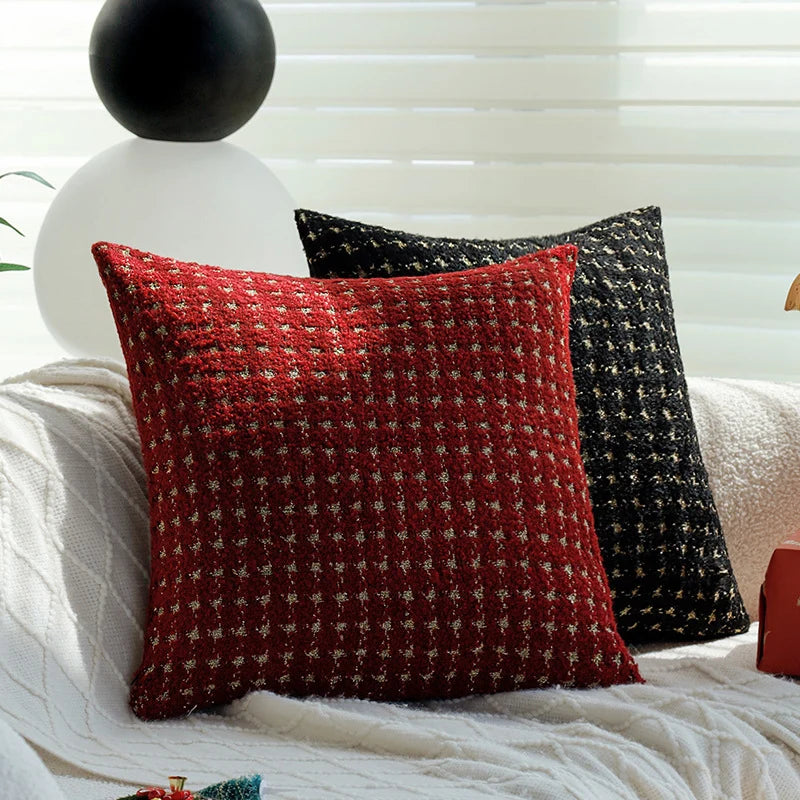 Throw Pillow Textured Bouclé Houndstooth 18x18in