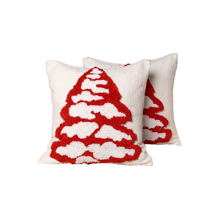 Throw Pillow Tufted Chenille Tree Motif Hidden Zipper