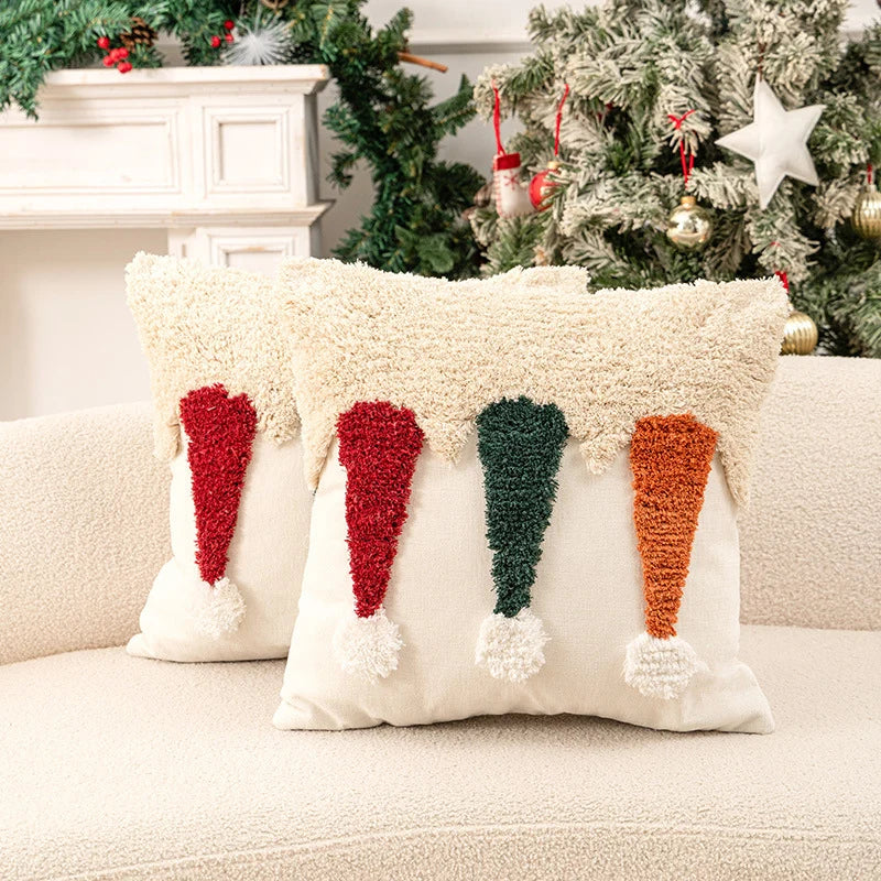 Throw Pillow Tufted Chenille Tree Motif Hidden Zipper
