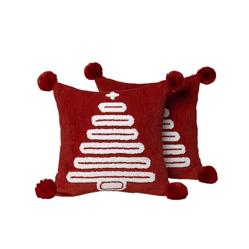 Throw Pillow Tufted Chenille Tree Motif Hidden Zipper