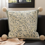 Throw Pillow Velvet Embroidered Bird & Botanical Removable Cover
