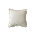 Throw Pillow Velvet-Look Pom-Pom Border Removable Concealed-Zip Cover