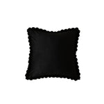 Throw Pillow Velvet-Look Pom-Pom Border Removable Concealed-Zip Cover