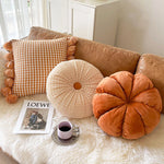 Throw Pillow Velvet Tufted Pumpkin Plush Filling