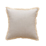 Throw Pillow Woven Canvas Pinstripe & Fringe Trim