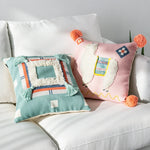 Throw Pillow Woven Diamond Design Pom-Poms & Tassels Stain-Resistant