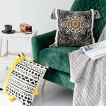 Throw Pillow Woven Diamond Design Pom-Poms & Tassels Stain-Resistant