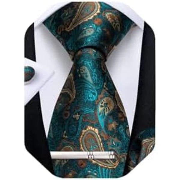 Tie Set Paisley Woven Matching Accessories