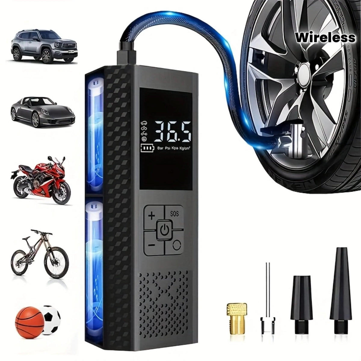 Tire Inflator Cordless Rechargeable 150 PSI Digital Display