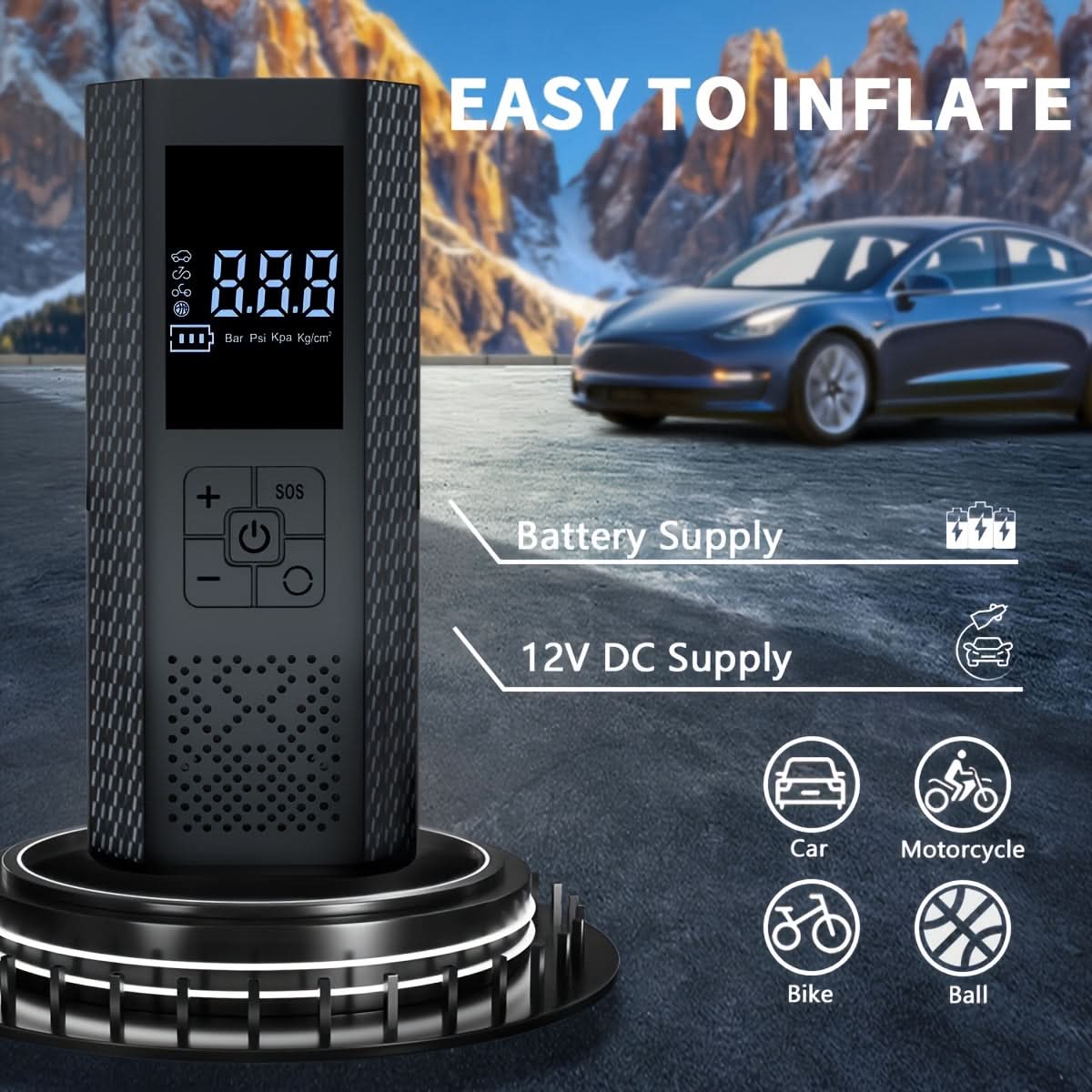 Tire Inflator Cordless Rechargeable 150 PSI Digital Display