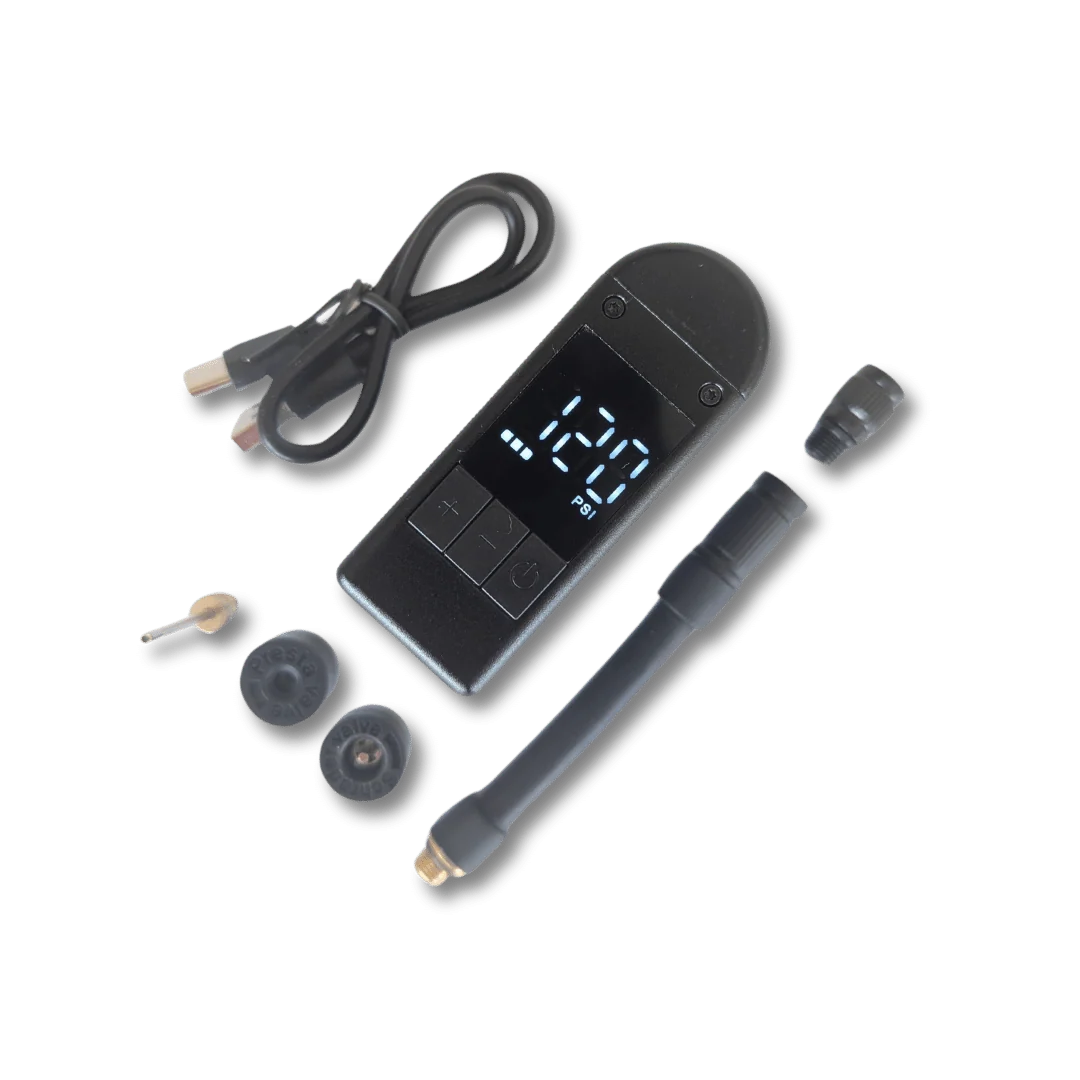 Tire Pump Digital Gauge & Auto-Stop USB-C Rechargeable 120 PSI