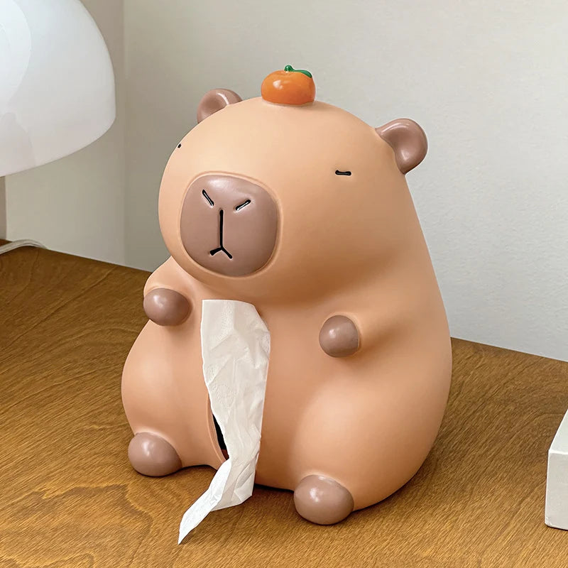 Tissue Box Capybara Design Compact Plastic Wipe-Clean Surface