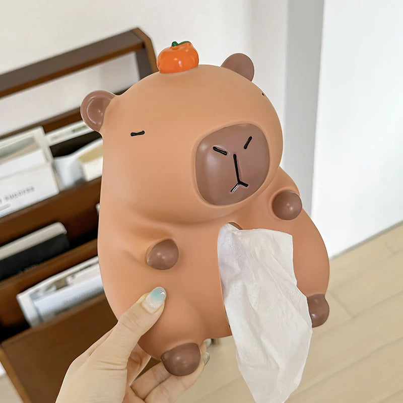 Tissue Box Capybara Design Compact Plastic Wipe-Clean Surface