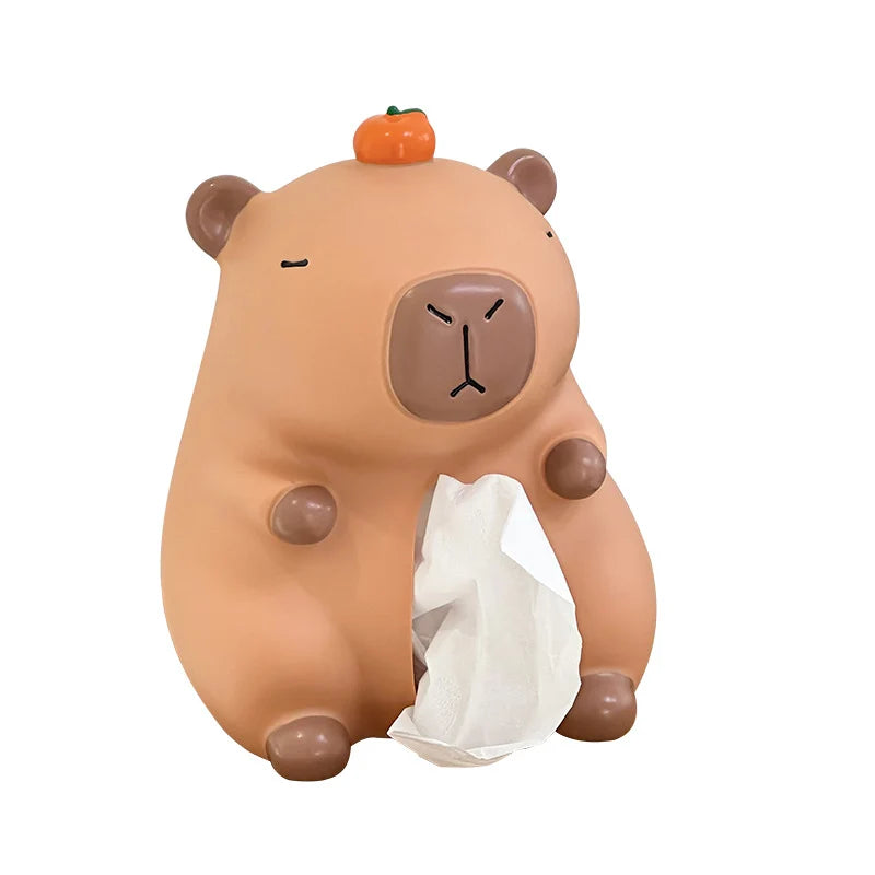 Tissue Box Capybara Design Compact Plastic Wipe-Clean Surface