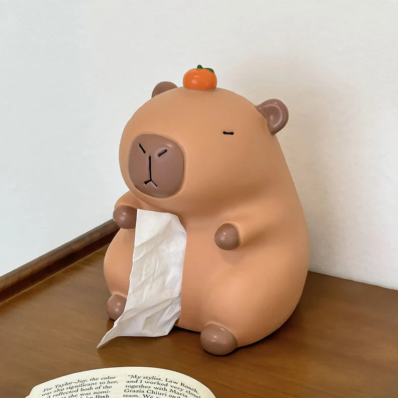 Tissue Box Capybara Design Compact Plastic Wipe-Clean Surface
