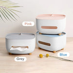 Tissue Box Holder Built-In Phone Stand Double-Layer Storage