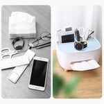Tissue Box Holder Built-In Phone Stand Double-Layer Storage