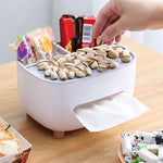Tissue Box Holder Built-In Phone Stand Double-Layer Storage