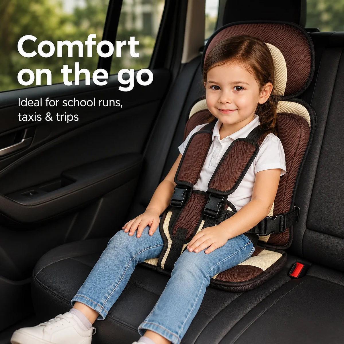 Toddler Car Seat Portable Reinforced Harness Machine Washable Cover