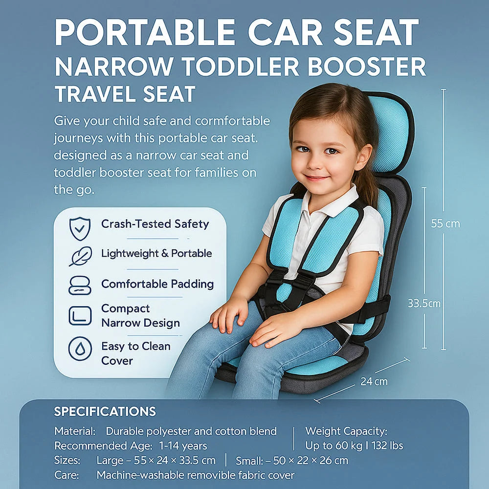 Toddler Car Seat Portable Reinforced Harness Machine Washable Cover