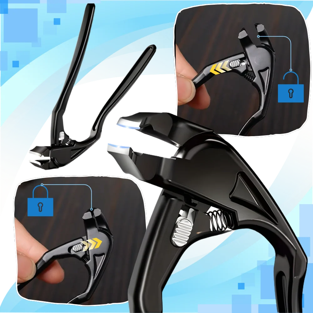 Toenail Clipper Extended Handle Stainless Steel Built-In Nail Catcher