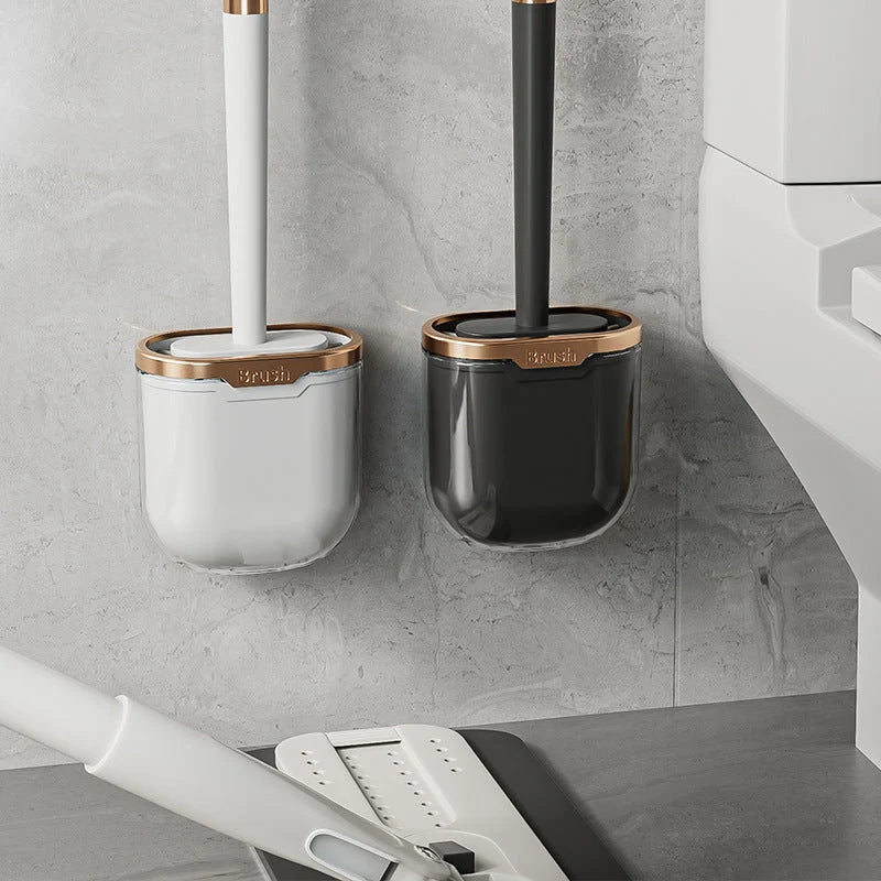 Toilet Brush Flexible Silicone Head Wall-Mounted Holder