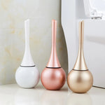 Toilet Brush Silicone Flexible Head Ventilated Holder