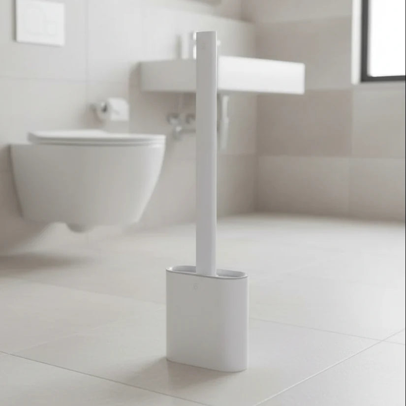 Toilet Brush Silicone Flexible Head Wall-Mounted Holder