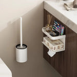 Toilet Brush and Holder Set Aluminum Wall-Mounted No-Drill Design