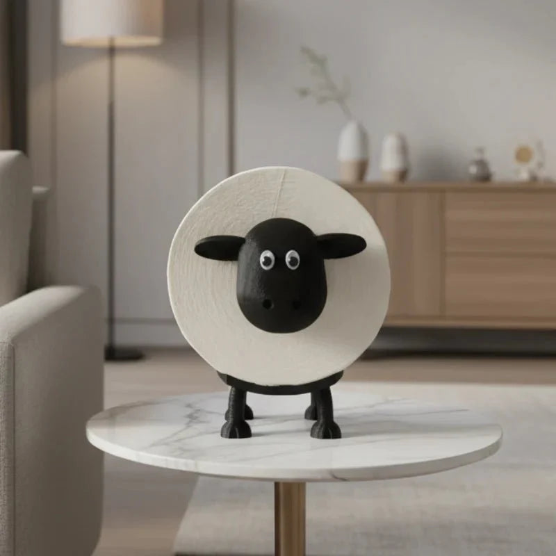 Toilet Paper Holder Sheep-Shaped Non-Slip Base Space-Saving