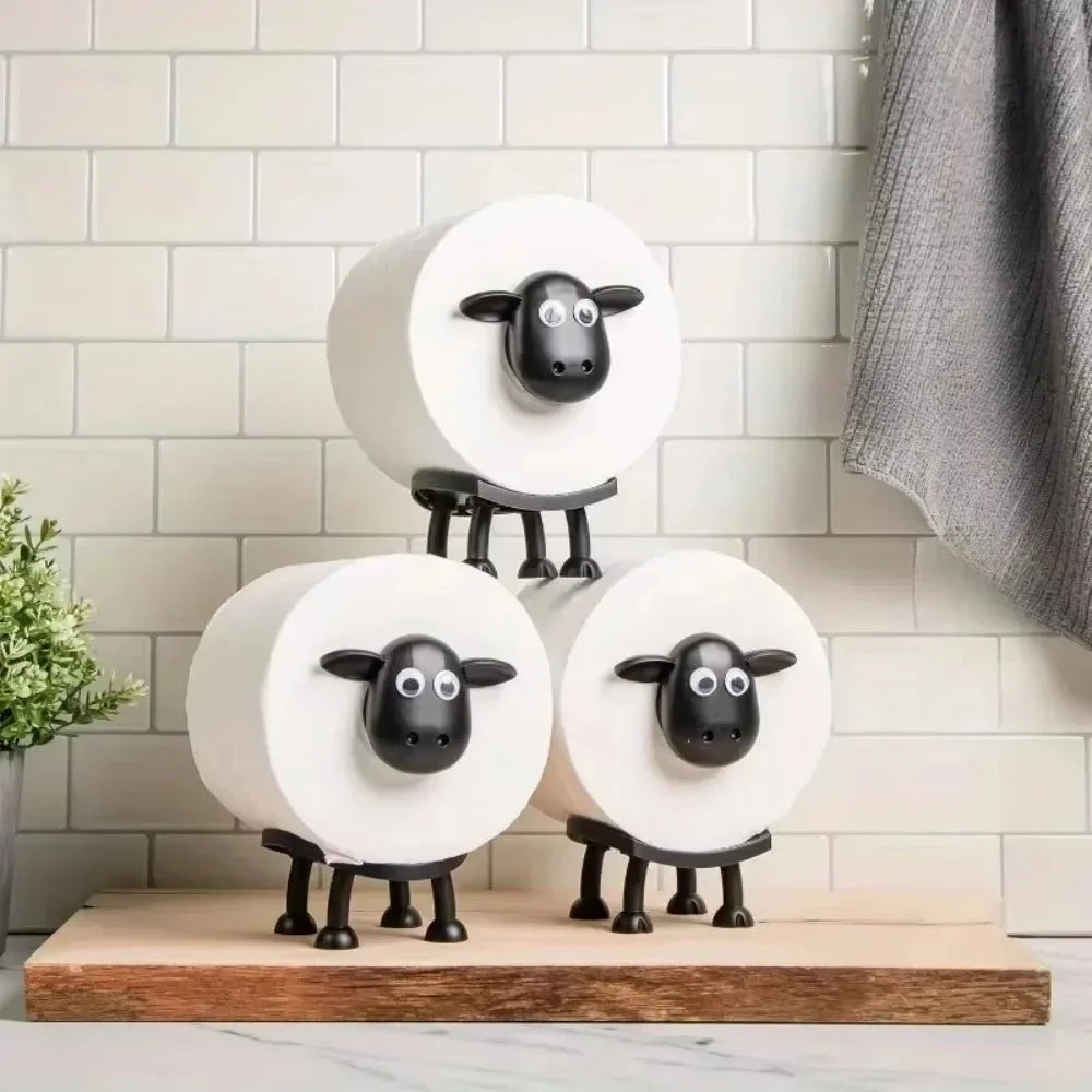 Toilet Paper Holder Sheep-Shaped Non-Slip Base Space-Saving