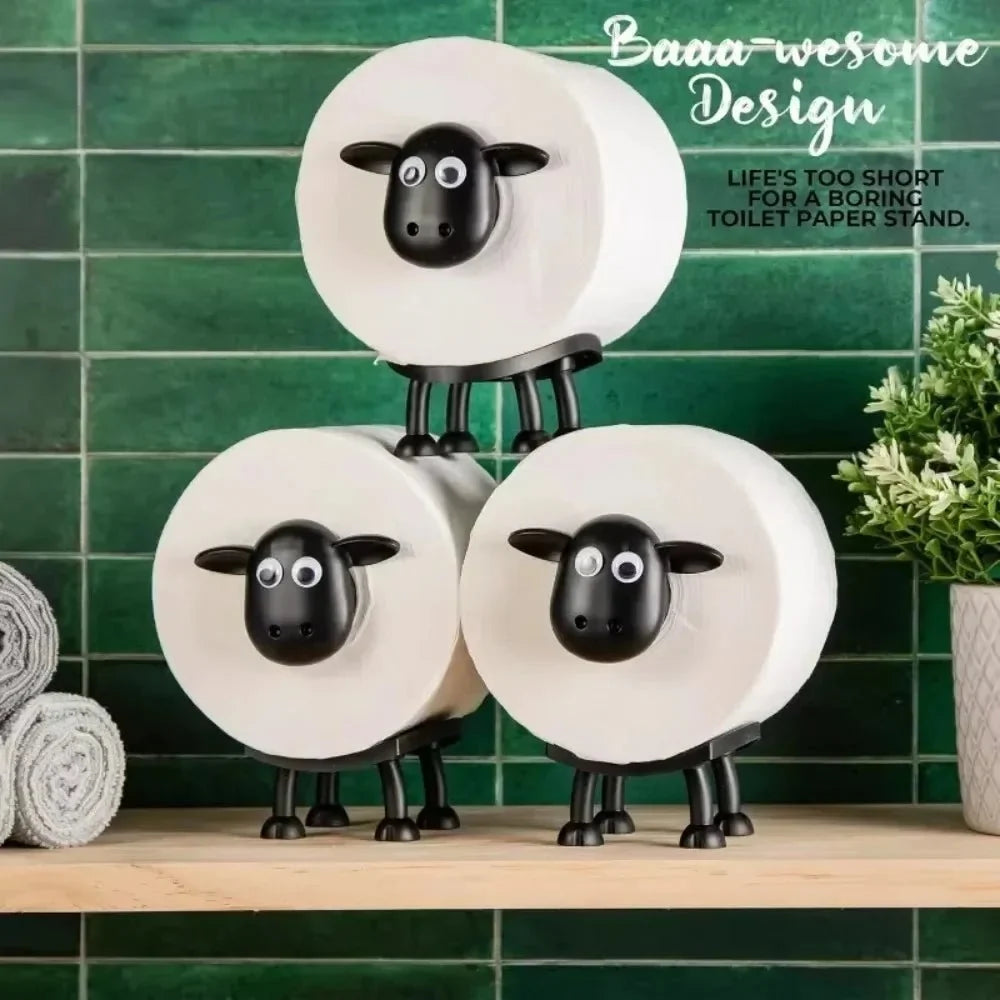 Toilet Paper Holder Sheep-Shaped Non-Slip Base Space-Saving