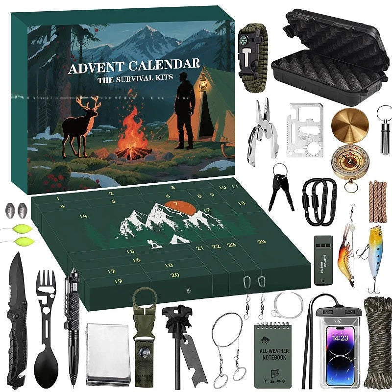 Tool Advent Calendar 24-Piece Outdoor Set for Camping & DIY