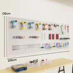 Tool Pegboard Organizer Powder-Coated Steel Wall-Mounted With 10 Hooks