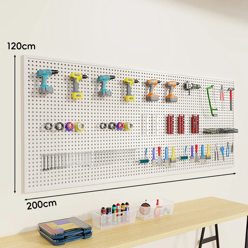 Tool Pegboard Organizer Powder-Coated Steel Wall-Mounted With 10 Hooks