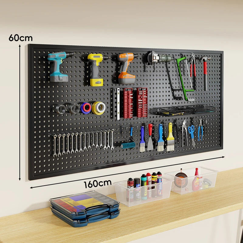 Tool Pegboard Organizer Powder-Coated Steel Wall-Mounted With 10 Hooks