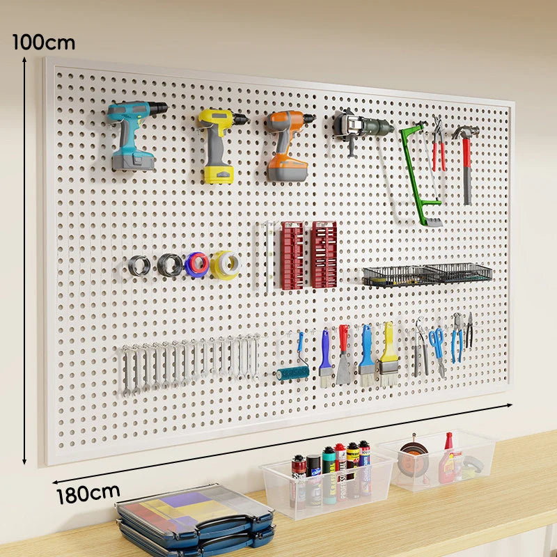 Tool Pegboard Organizer Powder-Coated Steel Wall-Mounted With 10 Hooks