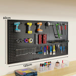 Tool Pegboard Organizer Powder-Coated Steel Wall-Mounted With 10 Hooks