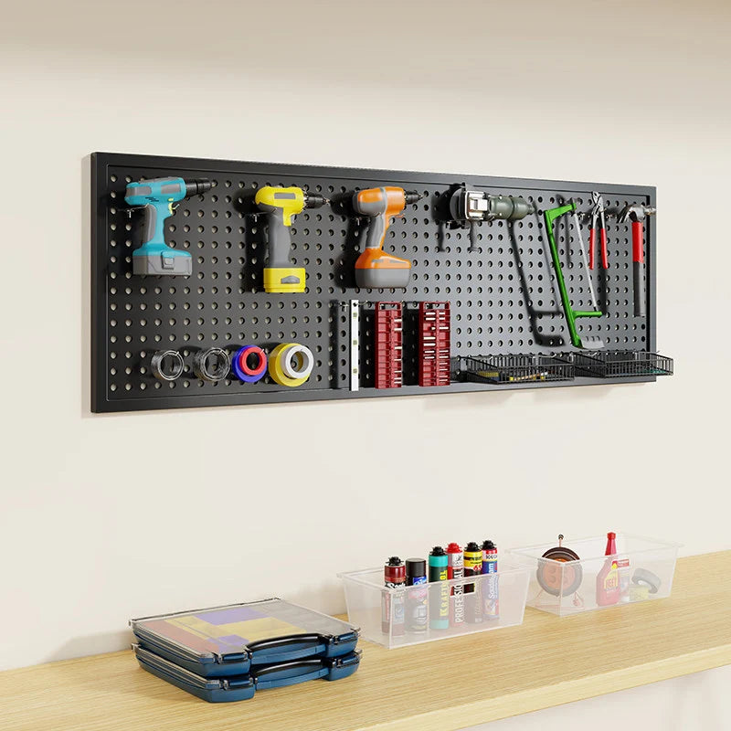 Tool Pegboard Organizer Powder-Coated Steel Wall-Mounted With 10 Hooks