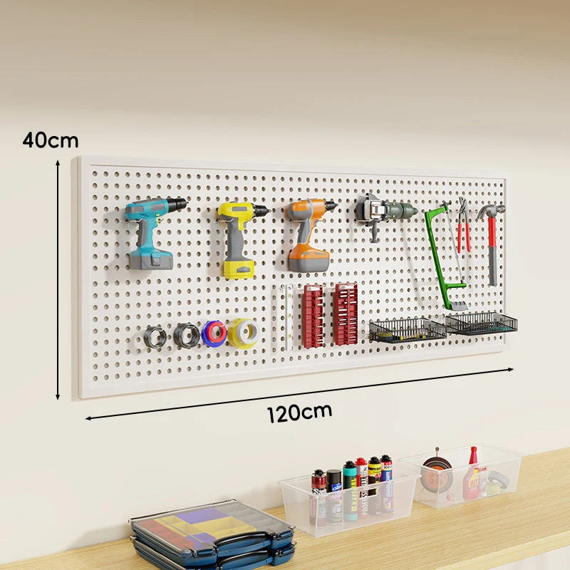 Tool Pegboard Organizer Powder-Coated Steel Wall-Mounted With 10 Hooks