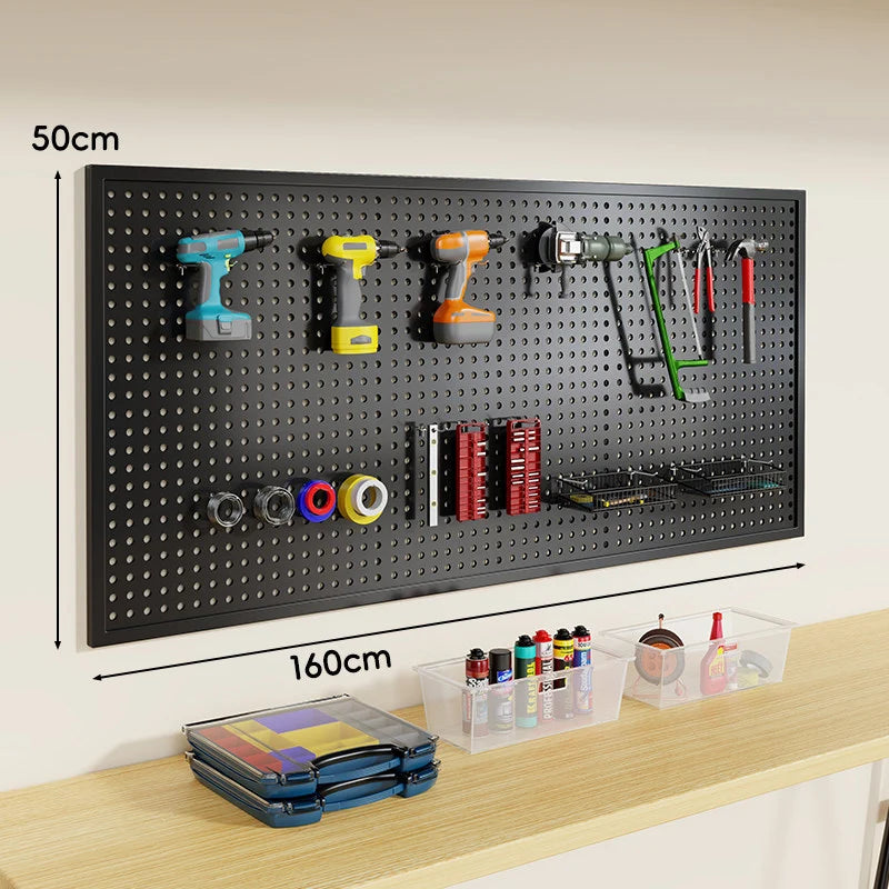 Tool Pegboard Organizer Powder-Coated Steel Wall-Mounted With 10 Hooks